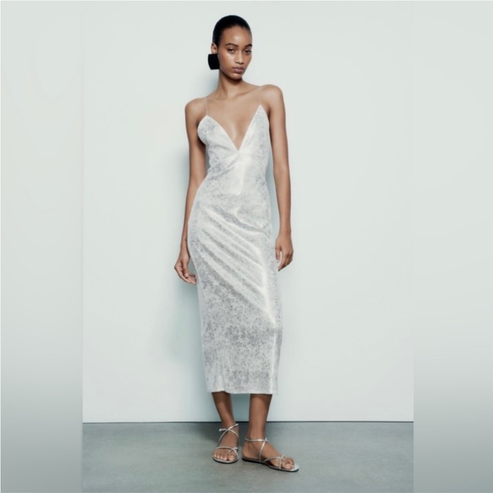 Zara silver sequin dress